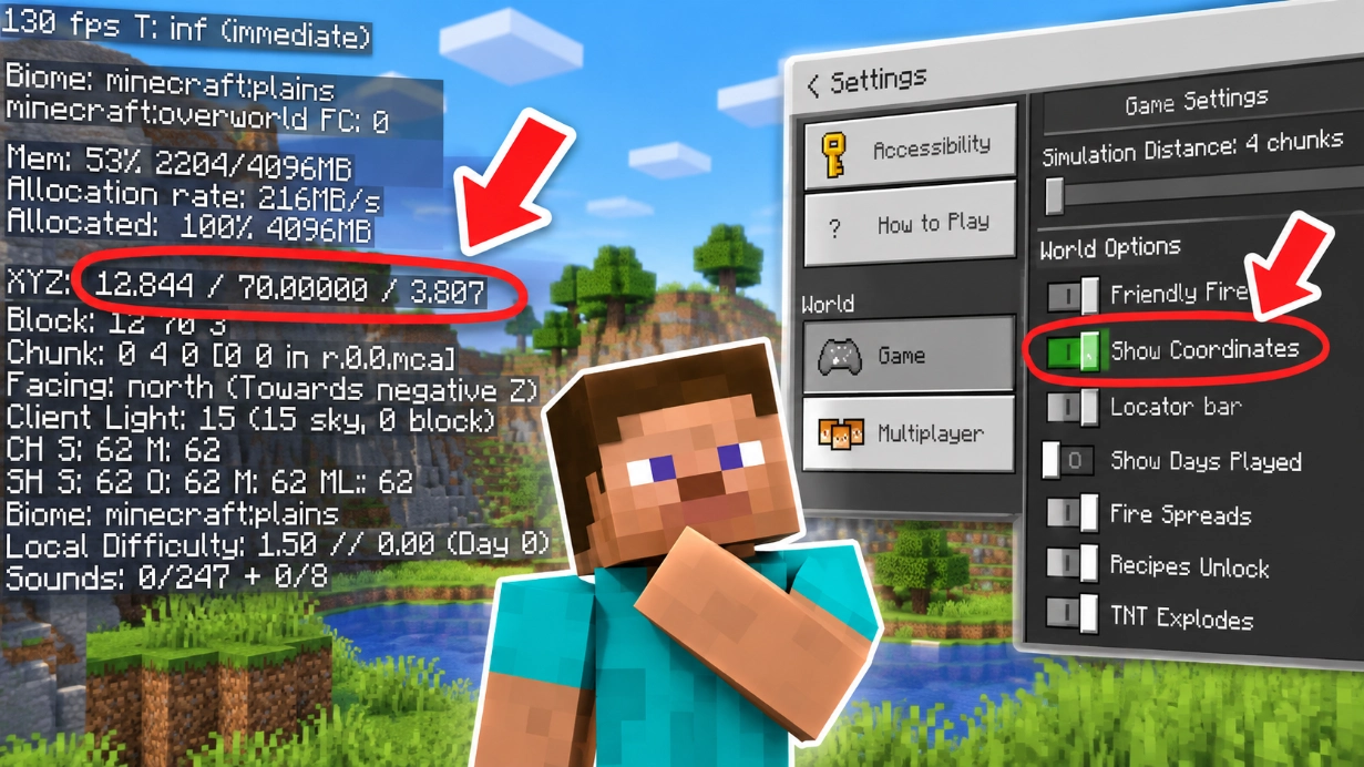 How to Find Your Coordinates in Minecraft